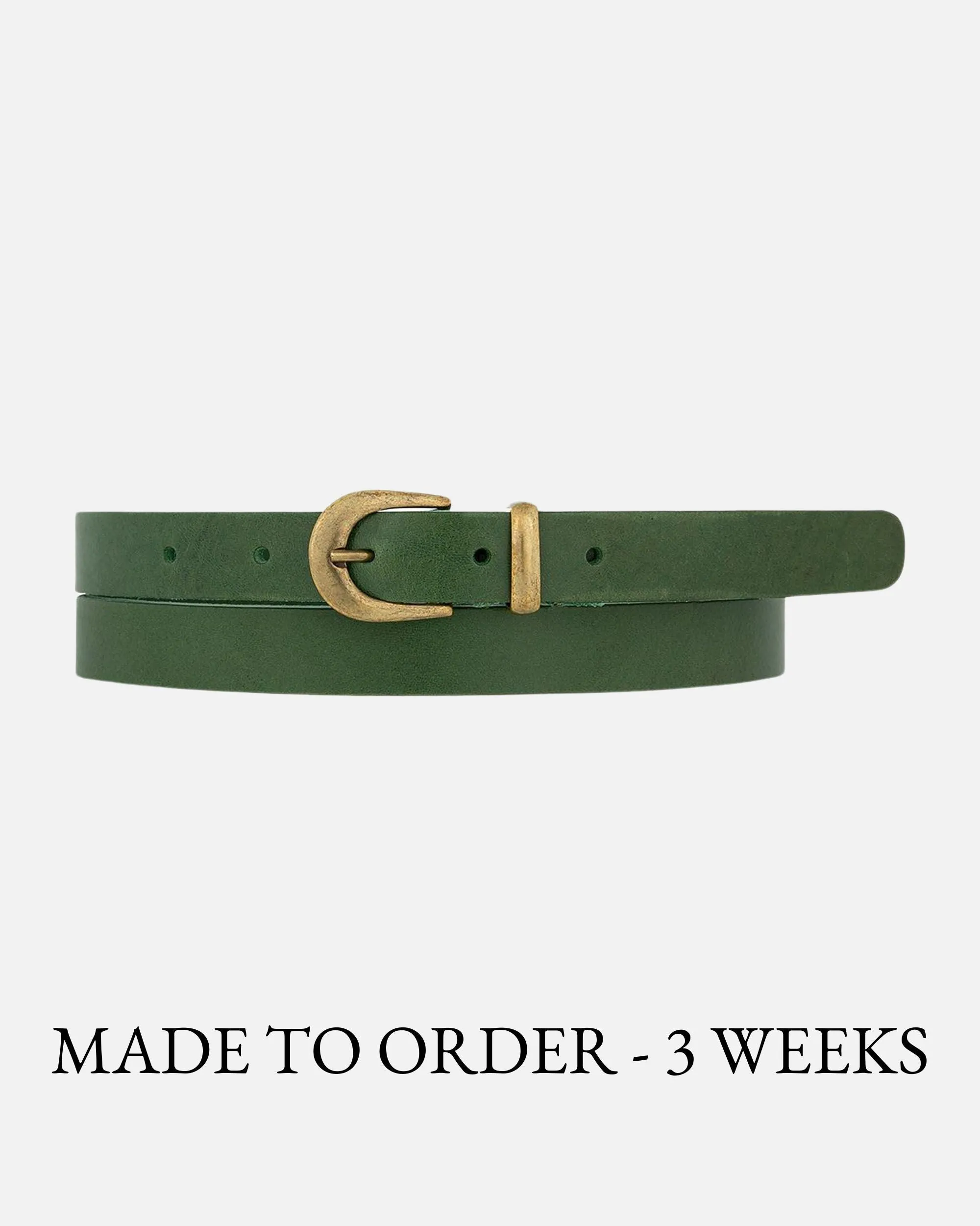 MADE TO ORDER Ank | Skinny Leather Belt with Gold Buckle & Keeper