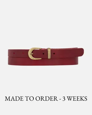 MADE TO ORDER Ank | Skinny Leather Belt with Gold Buckle & Keeper