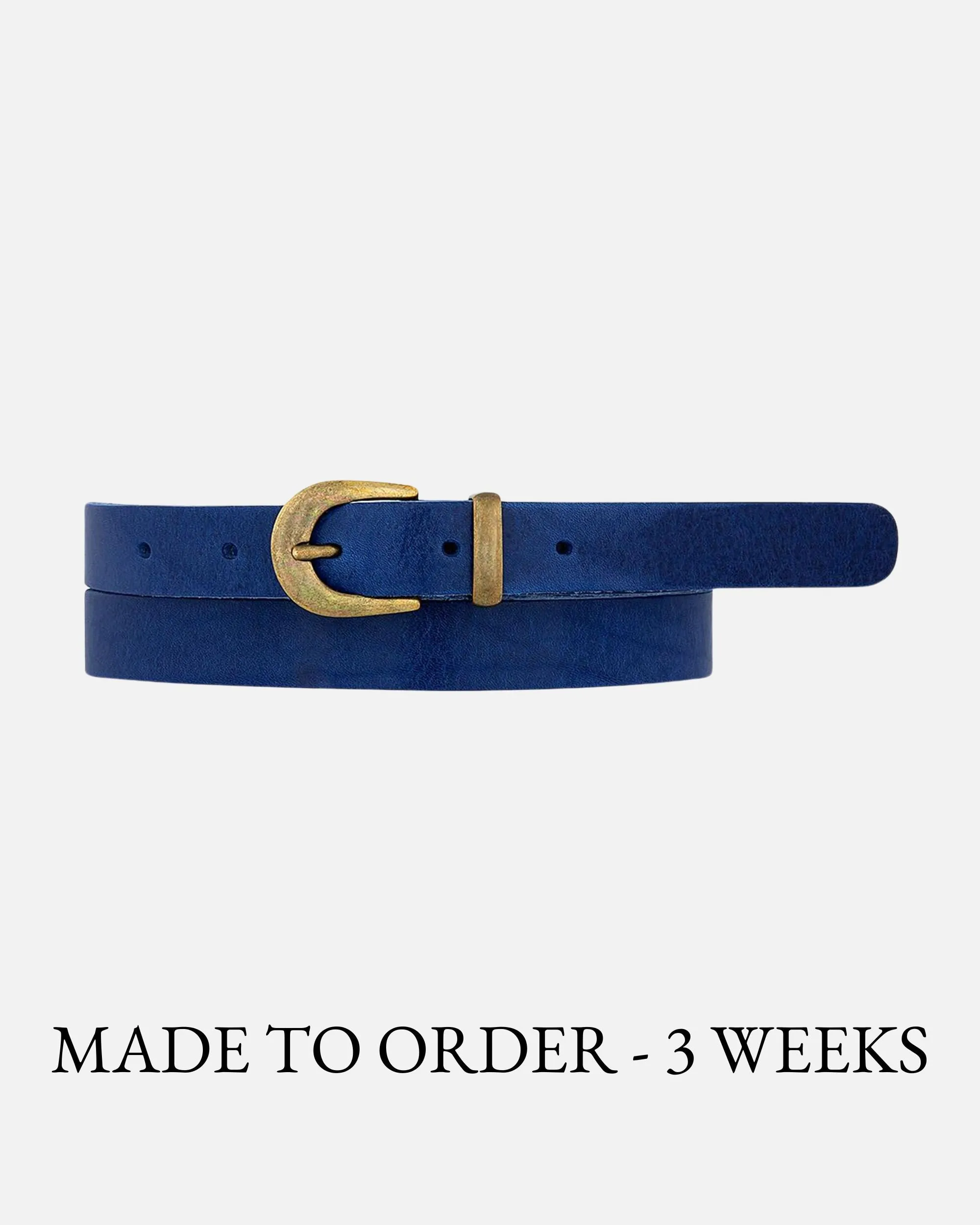 MADE TO ORDER Ank | Skinny Leather Belt with Gold Buckle & Keeper