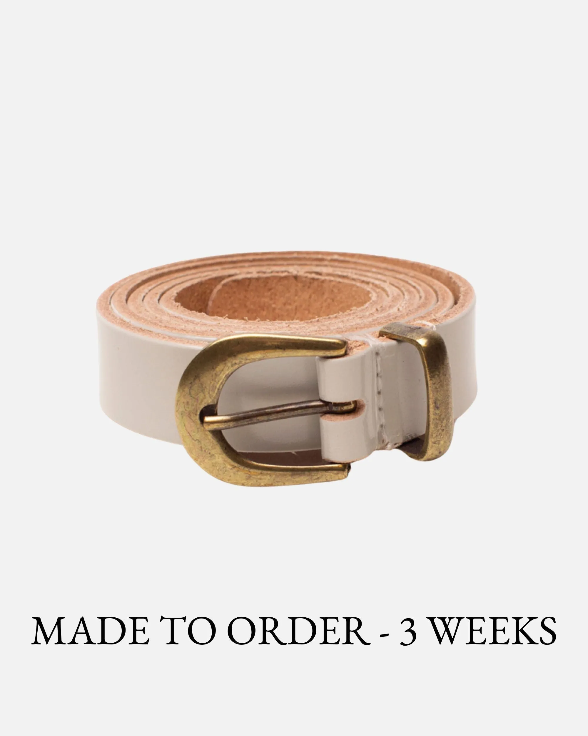 MADE TO ORDER Ank | Skinny Leather Belt with Gold Buckle & Keeper