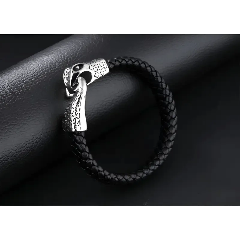 Men's Stainless Steel Snake Bracelet with Geometric Design & Electroplating - Durable Titanium Steel Jewelry