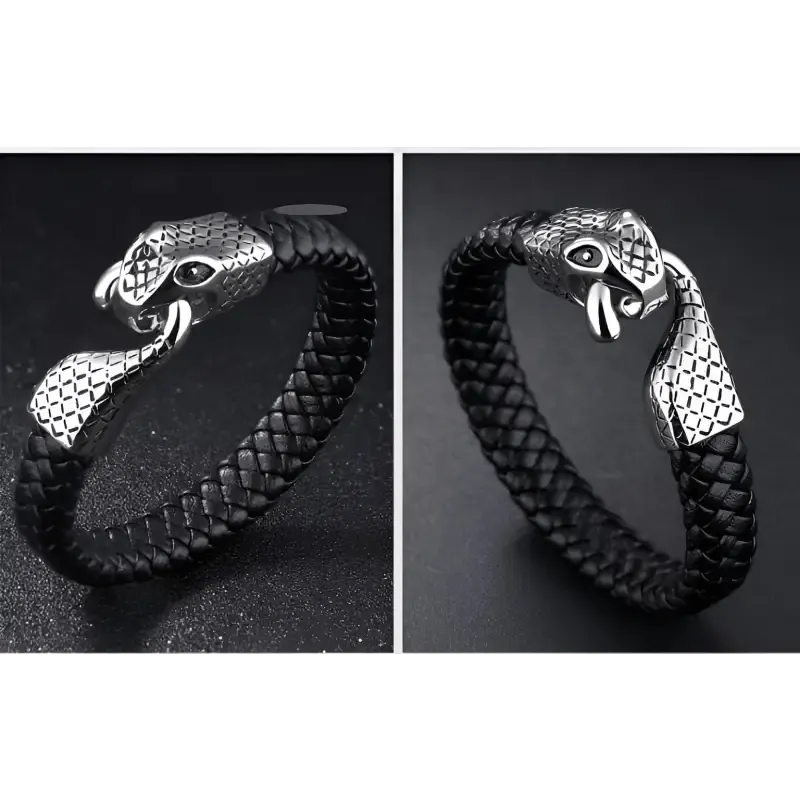 Men's Stainless Steel Snake Bracelet with Geometric Design & Electroplating - Durable Titanium Steel Jewelry