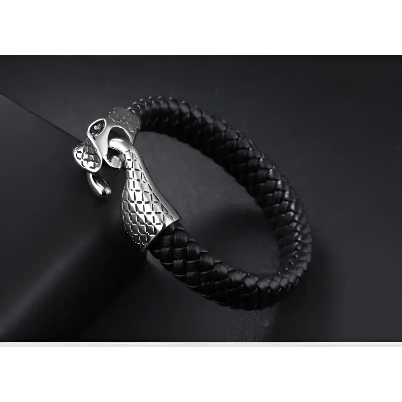Men's Stainless Steel Snake Bracelet with Geometric Design & Electroplating - Durable Titanium Steel Jewelry
