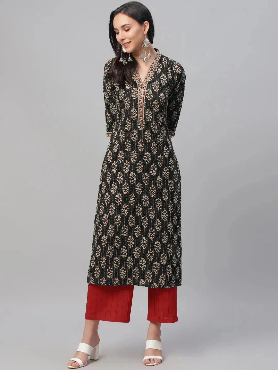Multicoloured Printed Cotton Kurta