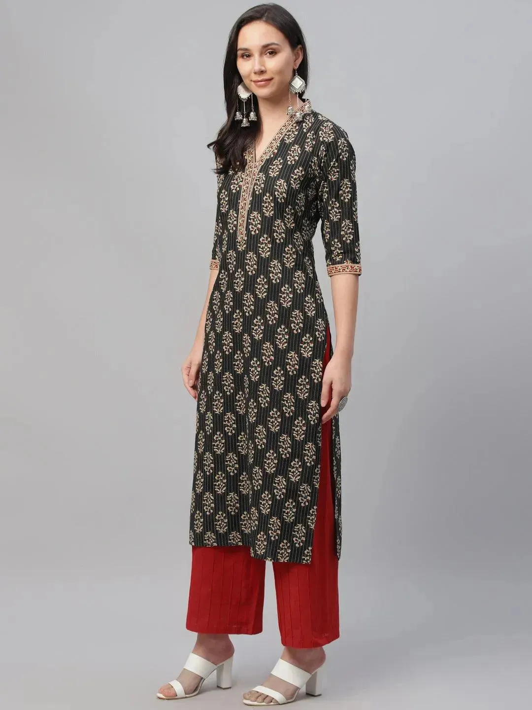 Multicoloured Printed Cotton Kurta