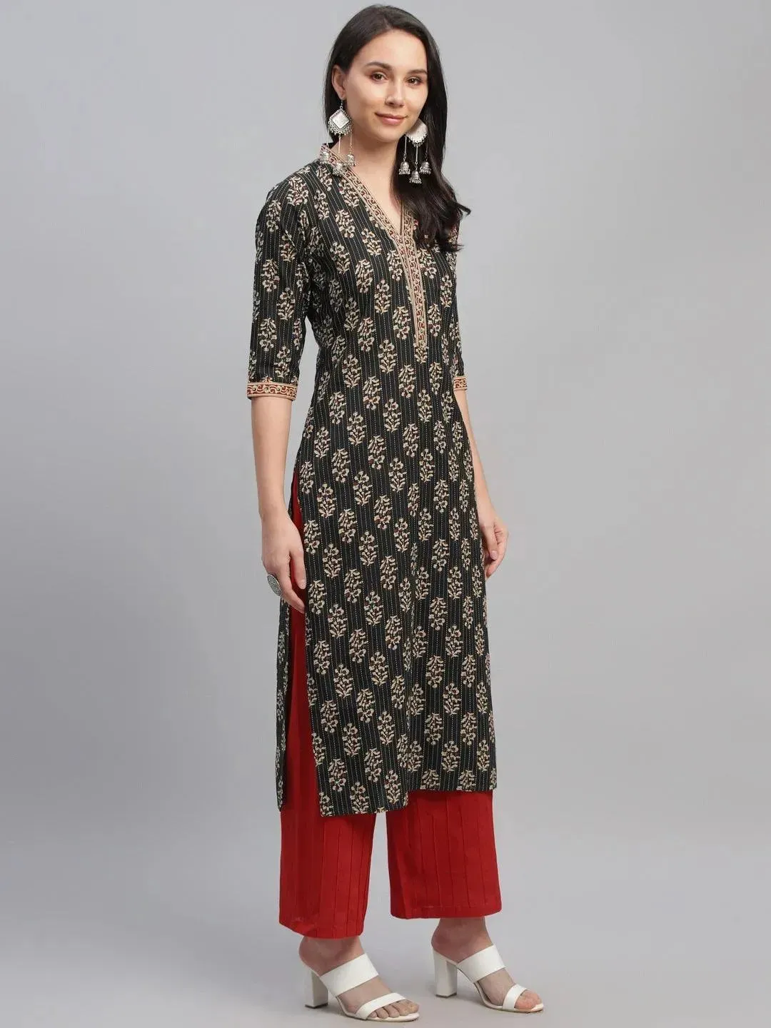 Multicoloured Printed Cotton Kurta