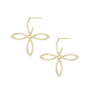 Natalie Wood - She's Classic Cross Hoop Earrings in Gold