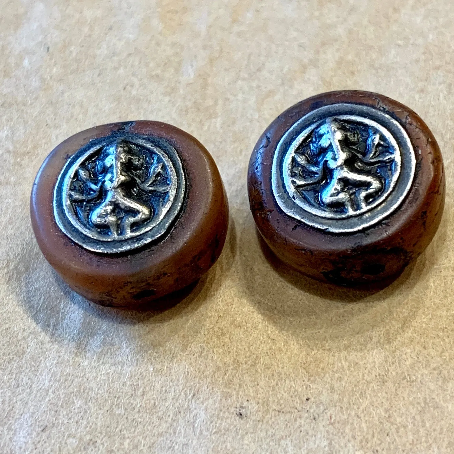 Pair of Kali Carnelian Beads, India