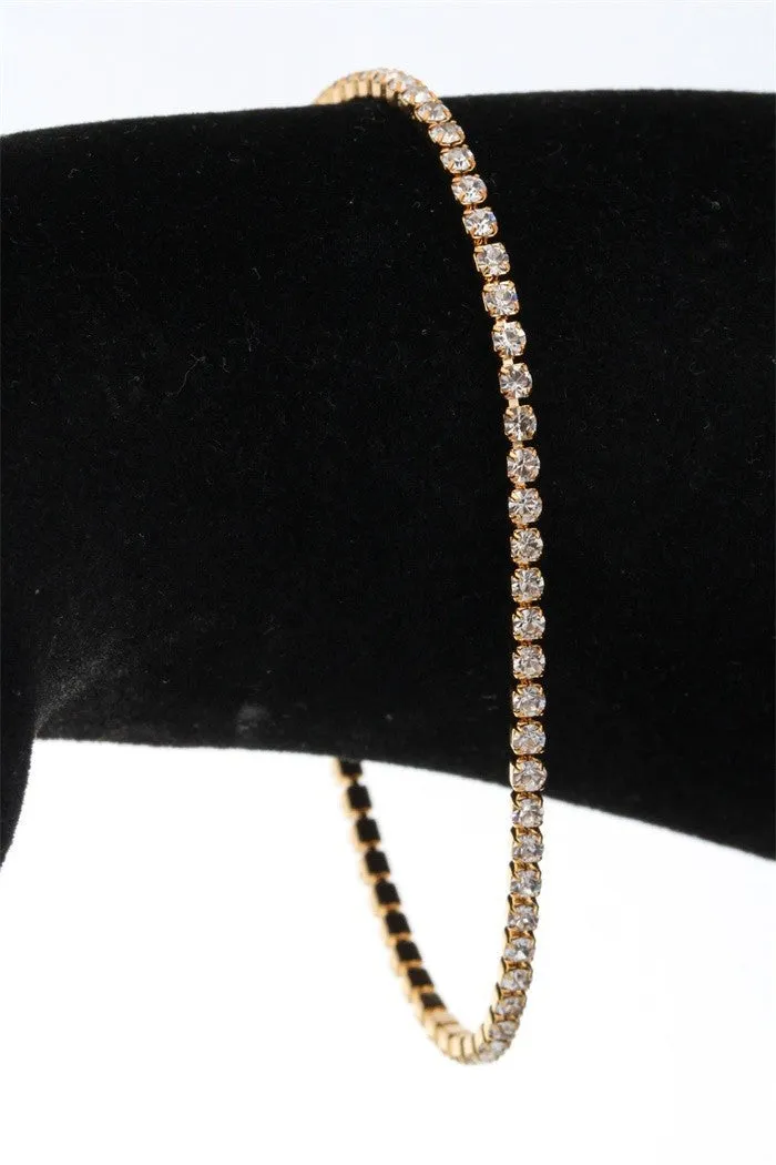 Rhinestone Crystal Slim Tennis Bracelet - Assorted Colors