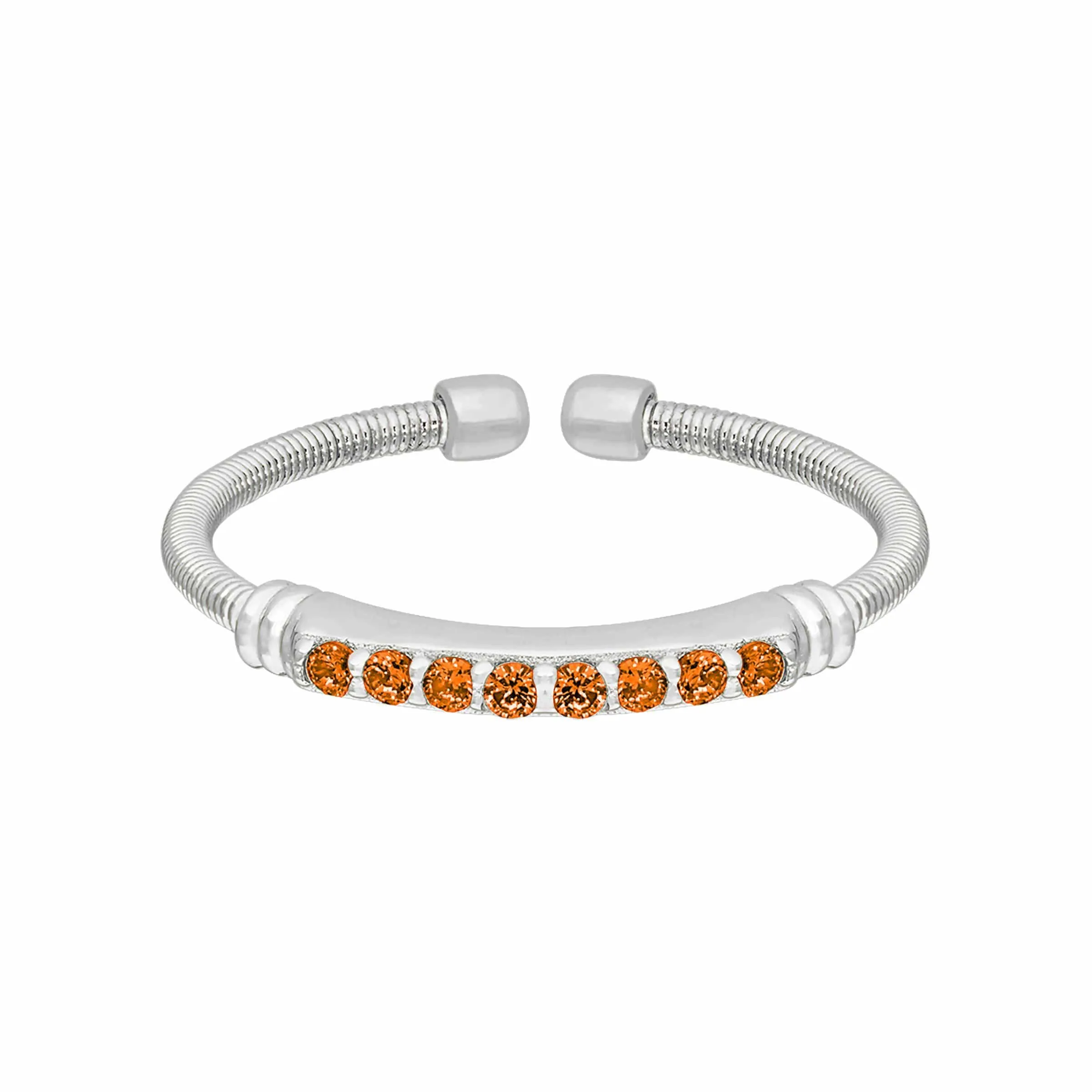 Rhodium Finish Sterling Silver Citrine Birth Gems November Ring - LL7004R11-RH