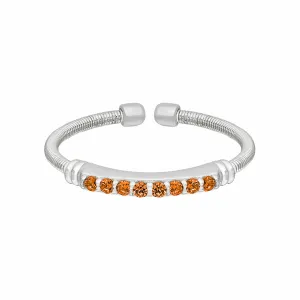 Rhodium Finish Sterling Silver Citrine Birth Gems November Ring - LL7004R11-RH