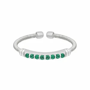 Rhodium Finish Sterling Silver Emerald Birth Gems May Ring - LL7004R5-RH