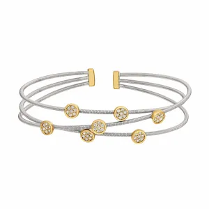 Rhodium Finish Sterling Silver Three Cable Cuff Bracelet - LL7011B-RH/G