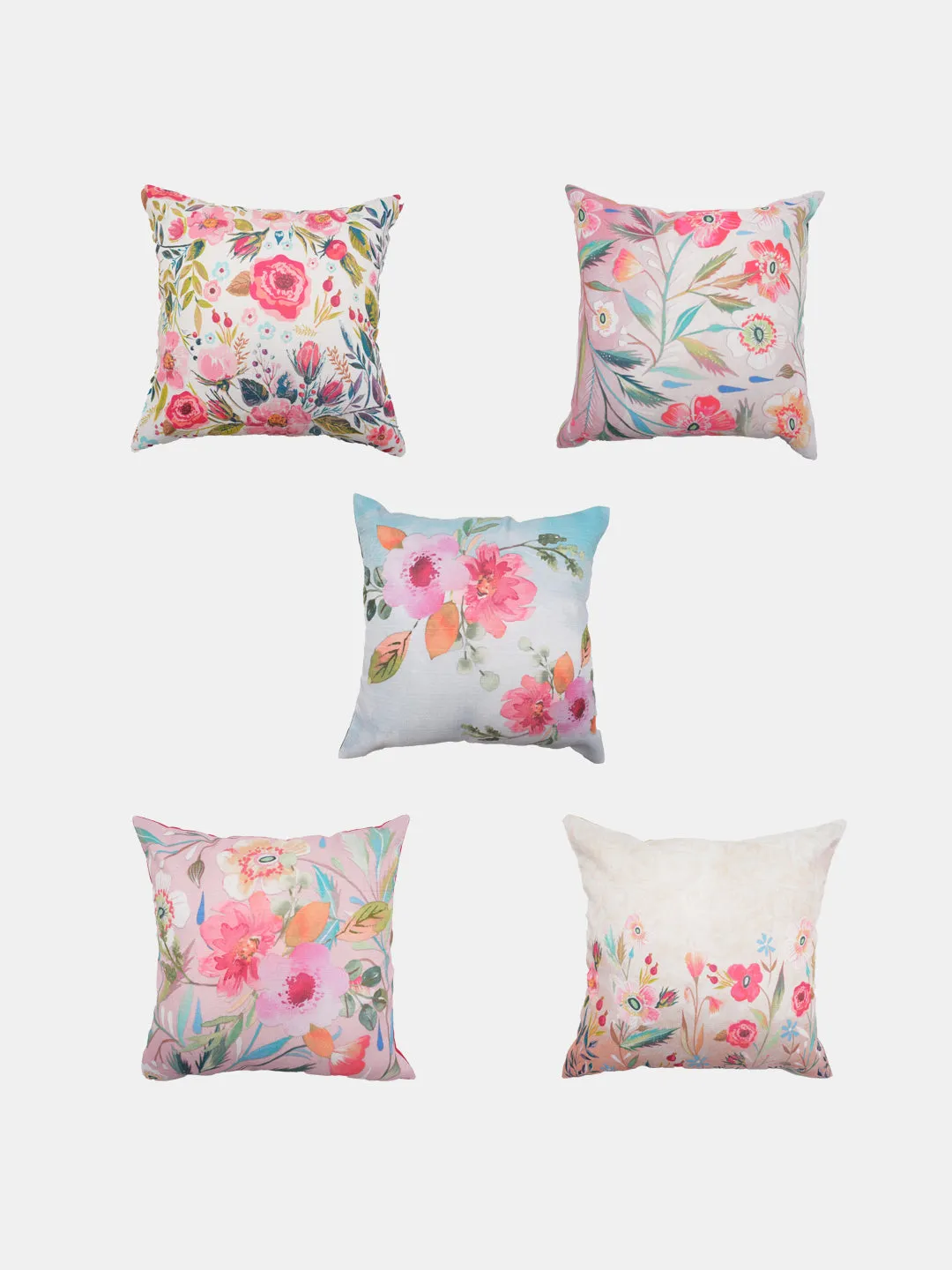 Set Of 5 Printed Bagh Cushion Cover Set