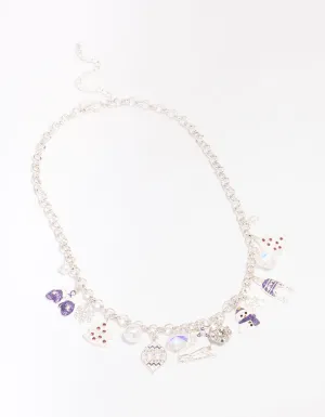 Silver & Purple Ice Skating Charm Bracelet