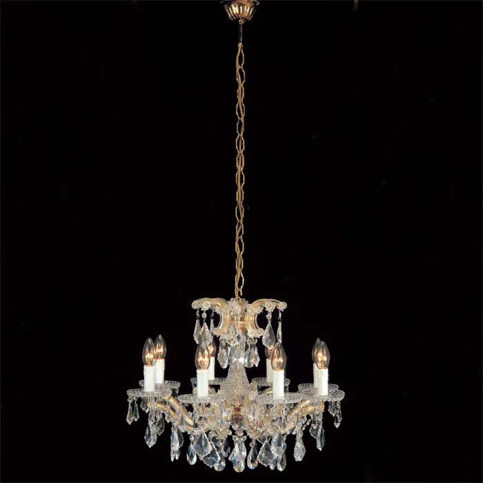Small Gold-Plated Maria Theresa Chandelier With Scholer Fantastic Crystals