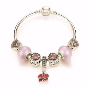 Think Pink Silver Bangle Bracelet for Women