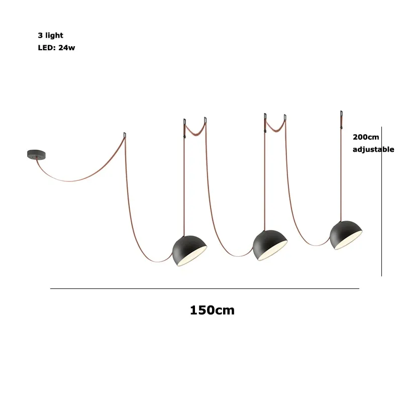 Trendy DIY Long Belt Black Orange Pendant Light Chandelier Luminaire Suspension Lamp For Living Room Bedroom Foyer Dining Room