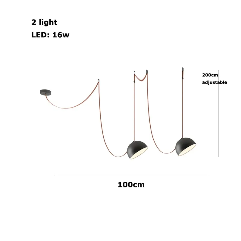 Trendy DIY Long Belt Black Orange Pendant Light Chandelier Luminaire Suspension Lamp For Living Room Bedroom Foyer Dining Room