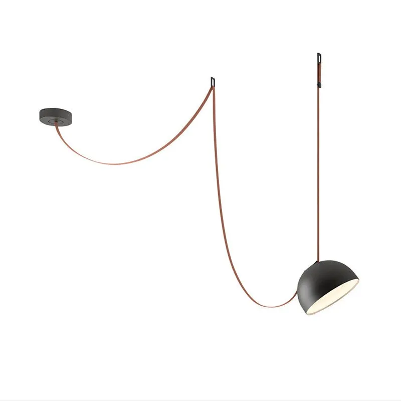 Trendy DIY Long Belt Black Orange Pendant Light Chandelier Luminaire Suspension Lamp For Living Room Bedroom Foyer Dining Room