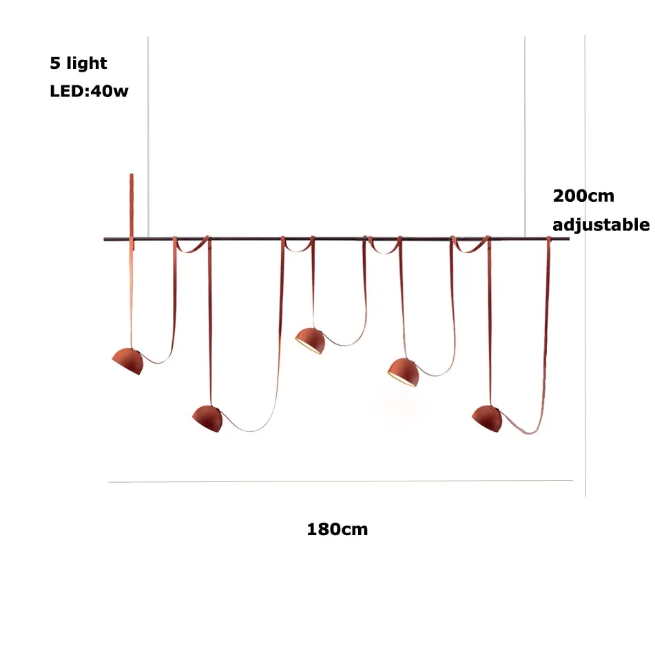 Trendy DIY Long Belt Black Orange Pendant Light Chandelier Luminaire Suspension Lamp For Living Room Bedroom Foyer Dining Room