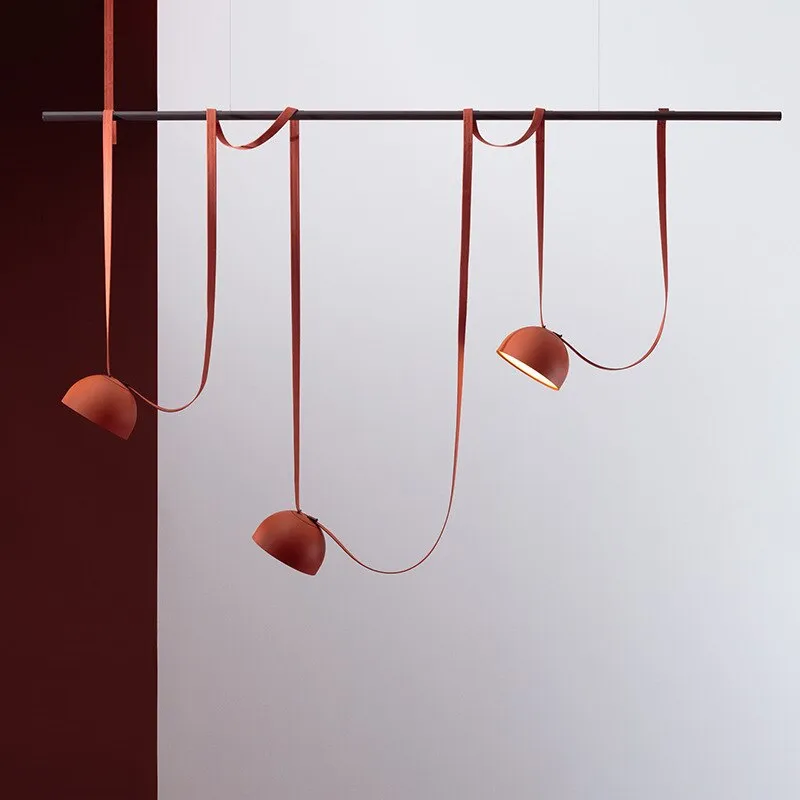 Trendy DIY Long Belt Black Orange Pendant Light Chandelier Luminaire Suspension Lamp For Living Room Bedroom Foyer Dining Room