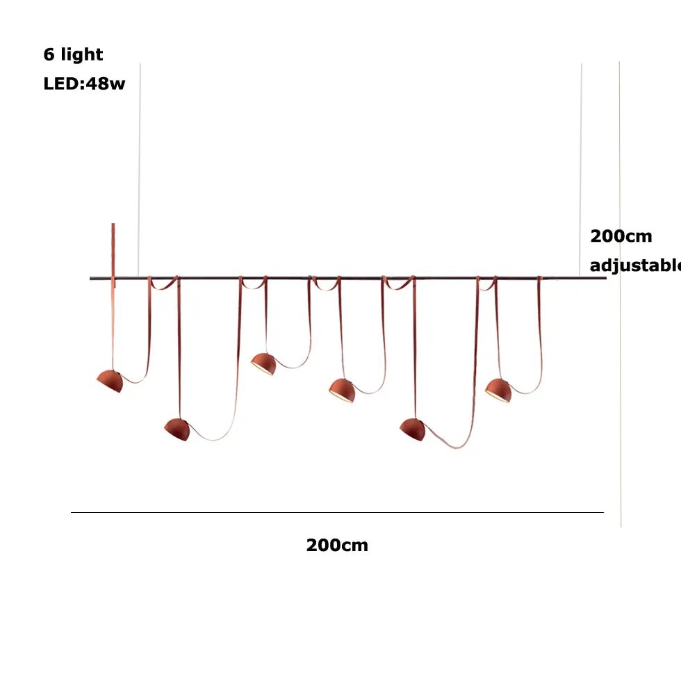 Trendy DIY Long Belt Black Orange Pendant Light Chandelier Luminaire Suspension Lamp For Living Room Bedroom Foyer Dining Room