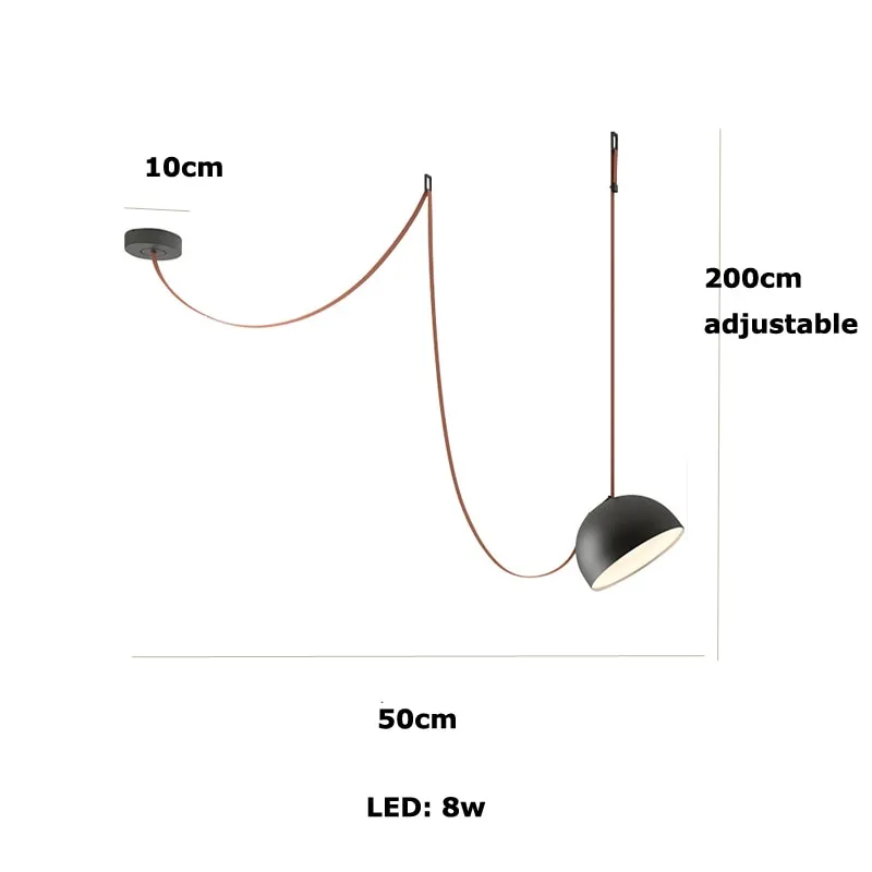 Trendy DIY Long Belt Black Orange Pendant Light Chandelier Luminaire Suspension Lamp For Living Room Bedroom Foyer Dining Room