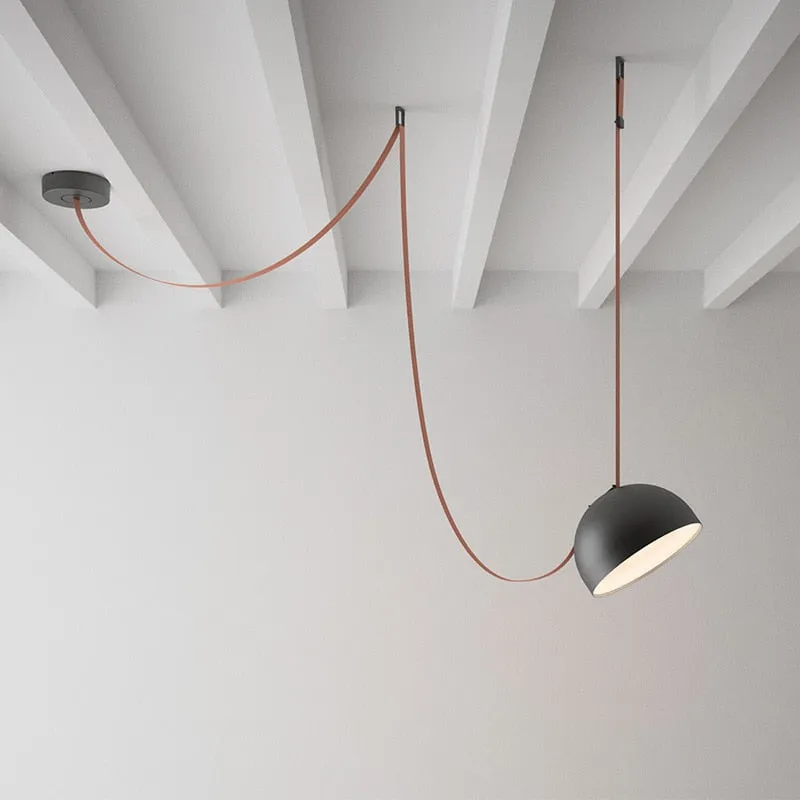 Trendy DIY Long Belt Black Orange Pendant Light Chandelier Luminaire Suspension Lamp For Living Room Bedroom Foyer Dining Room