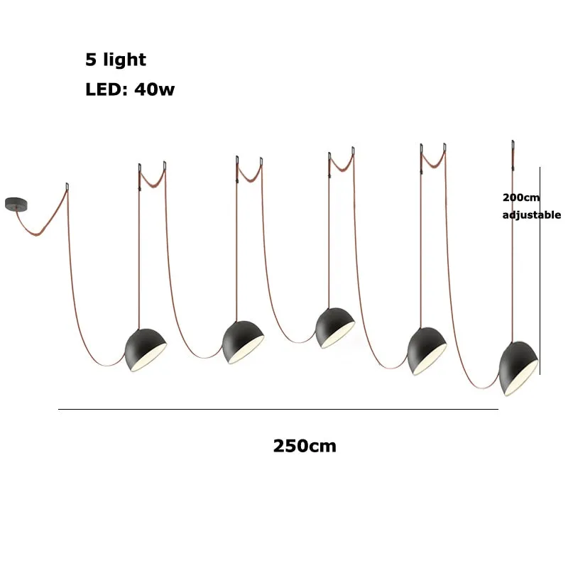 Trendy DIY Long Belt Black Orange Pendant Light Chandelier Luminaire Suspension Lamp For Living Room Bedroom Foyer Dining Room
