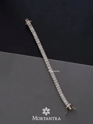 White Color Gold Plated Faux Diamond Bracelet - CZBRAC84RG