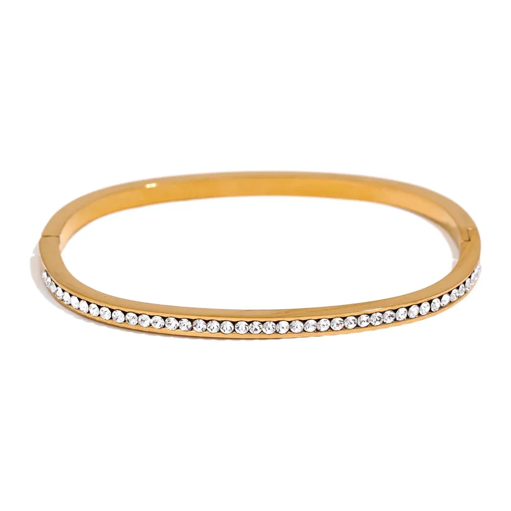 Yhpup Two Shape Round Square Colorful Zirconia Bracelet Bangle