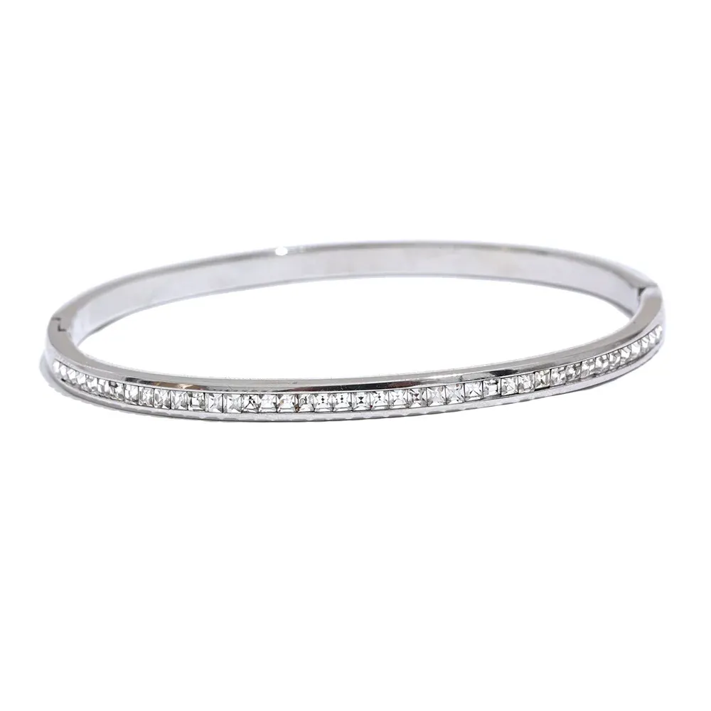 Yhpup Two Shape Round Square Colorful Zirconia Bracelet Bangle