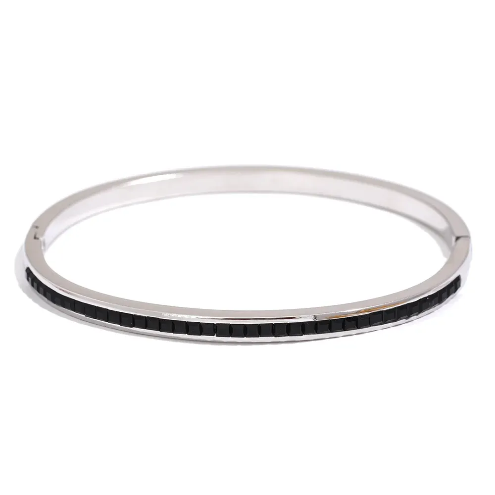 Yhpup Two Shape Round Square Colorful Zirconia Bracelet Bangle