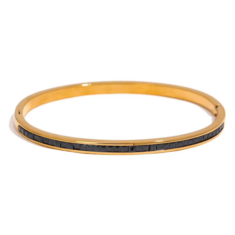 Yhpup Two Shape Round Square Colorful Zirconia Bracelet Bangle